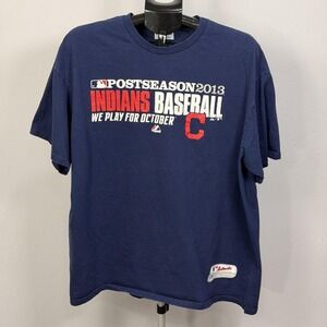 Cleveland Baseball Shirt Mens 2XL Blue MLB Baseball Majestic Postseason 2013 Tee